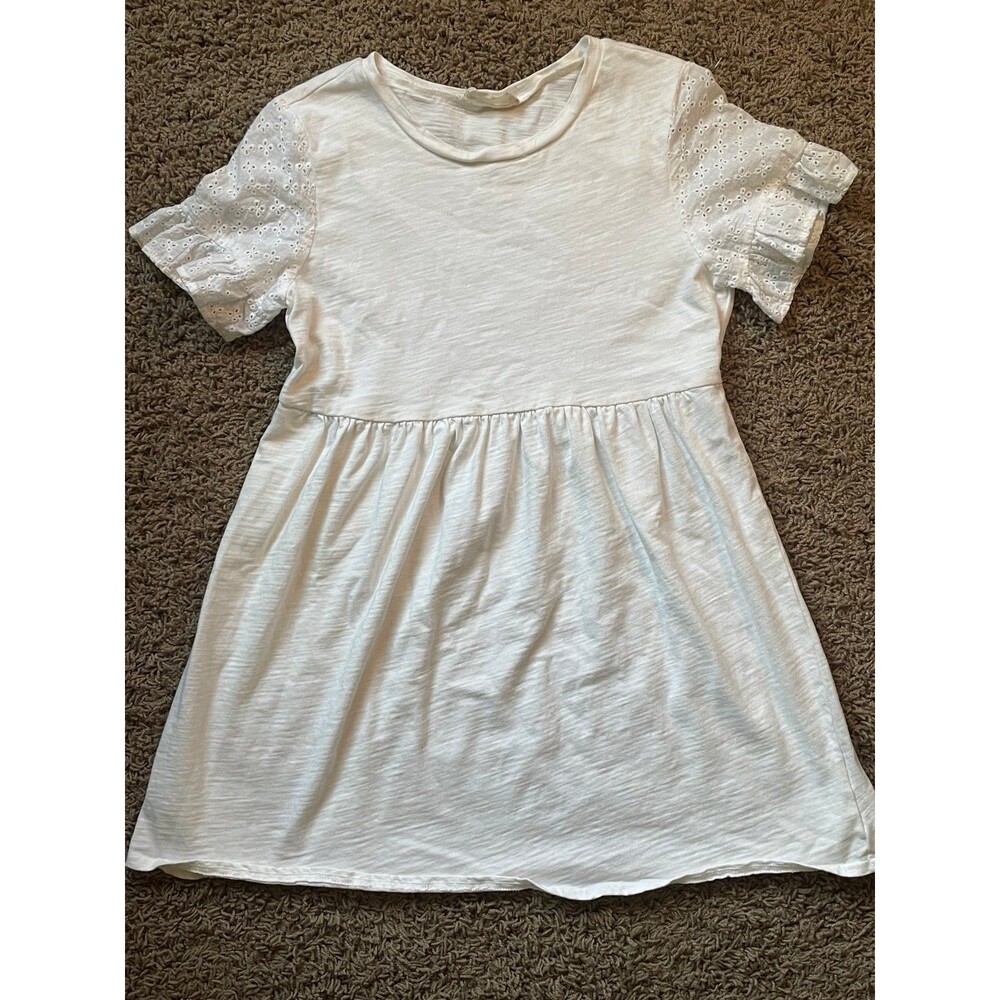 Alter’d State Small Dress off white shirt style lace sleeves flowy